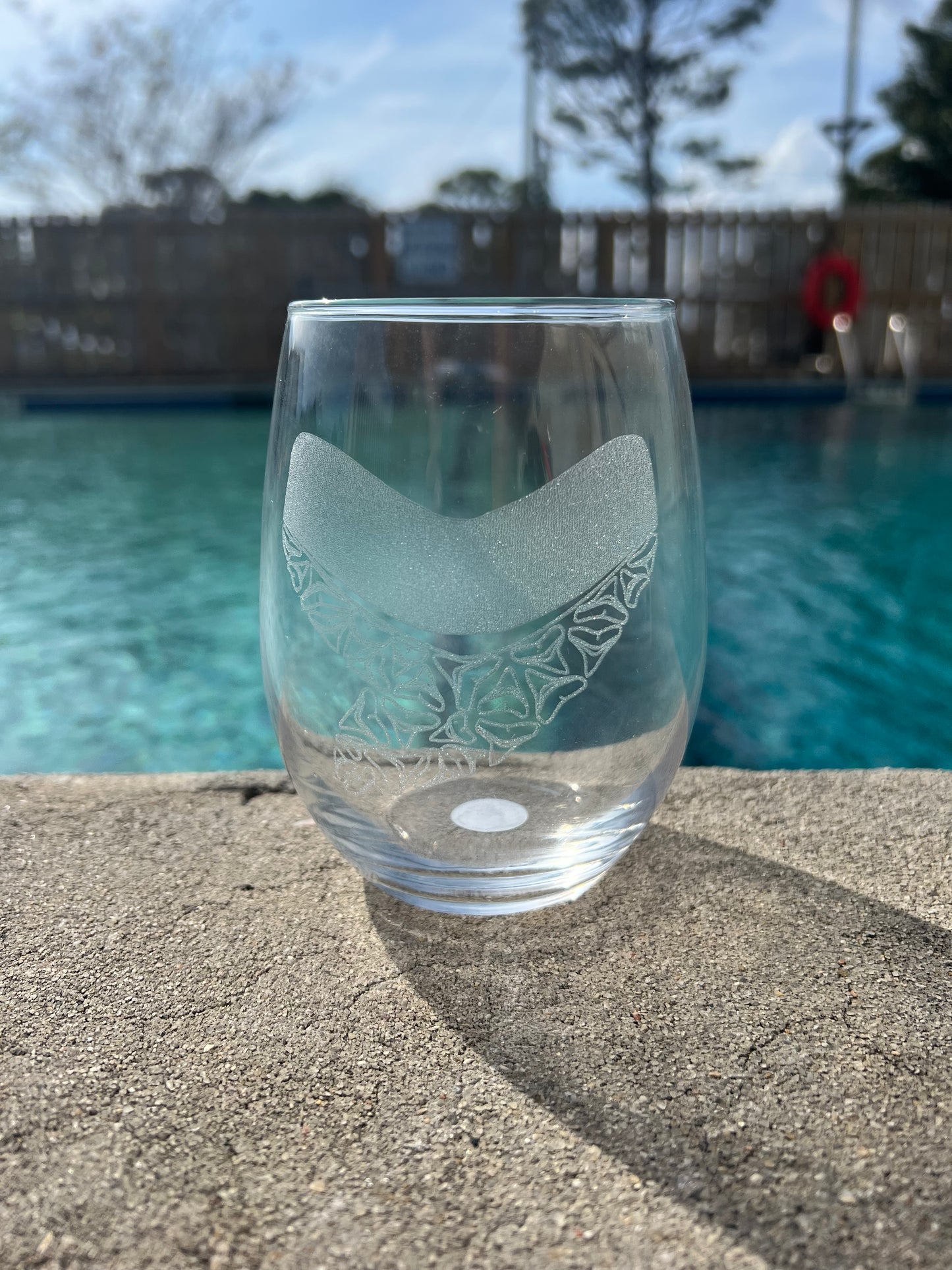 Etched Wine Glass